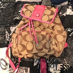 Coach Backpack Pink& Tan